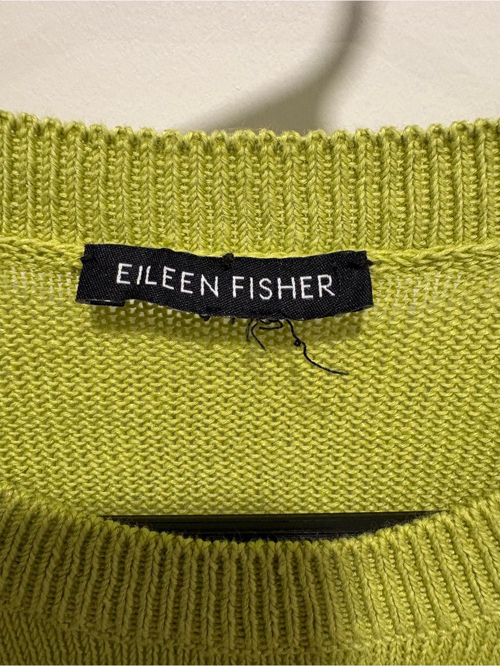 Eileen Fisher Organic Linen Cotton crewneck Sweater Lime Green Pullover L - Picture 3 of 8